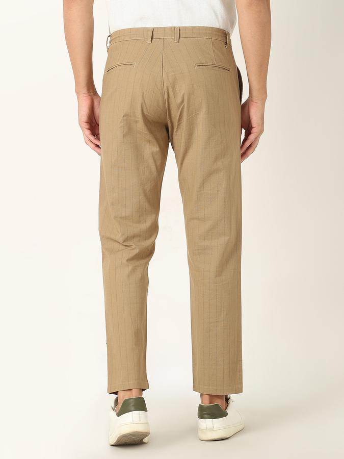 Men Slim Fit Flat-Front Trousers image number 3