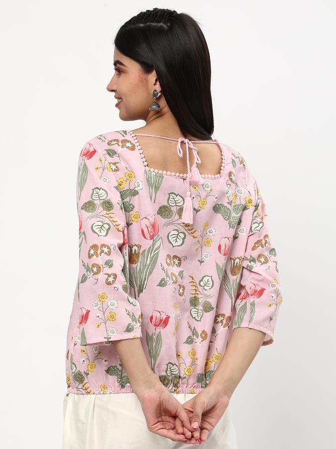 Women Floral Print Square-Neck Top image number 2