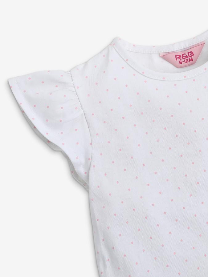 Girls Polka Dot Print T-Shirt with Dungaree image number 1