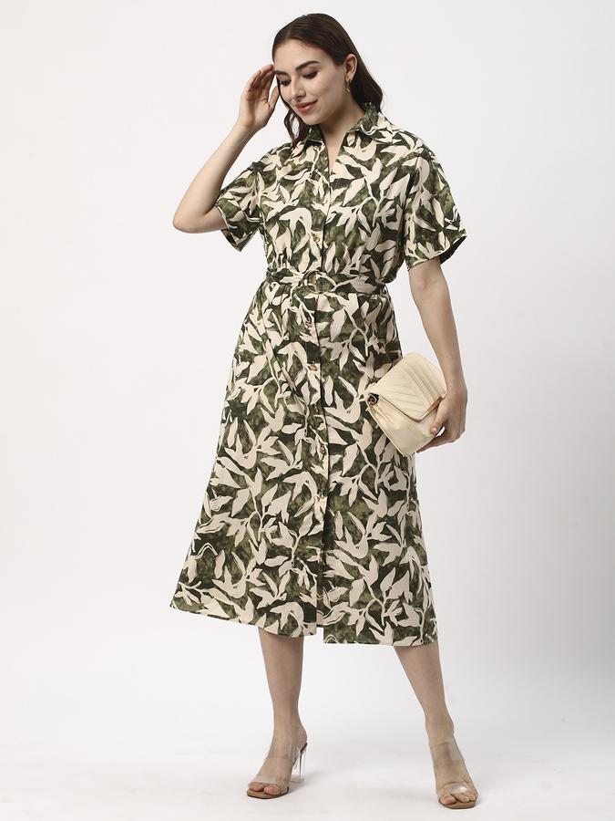 Women Leaf Shirt Collar Dresses image number 1