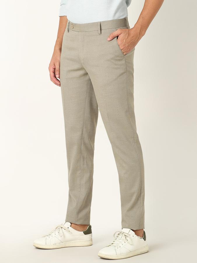 Men Slim Fit Flat-Front Trousers image number 1