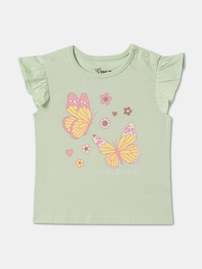 Baby Girls Graphic Print Pure Cotton Regular T Shirt 