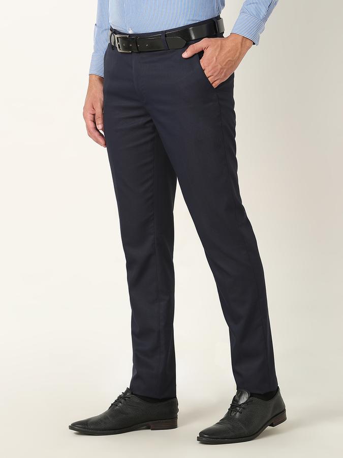 Men Slim Fit Flat-Front Trousers image number 1