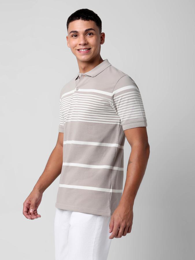 Men Striped Regular Fit Polo T-Shirt image number 1