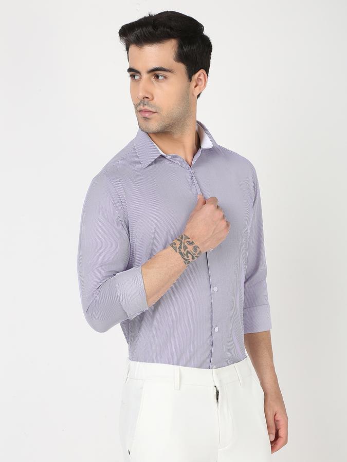 Men Striped Slim Fit Shirt with Full Sleeves image number 2