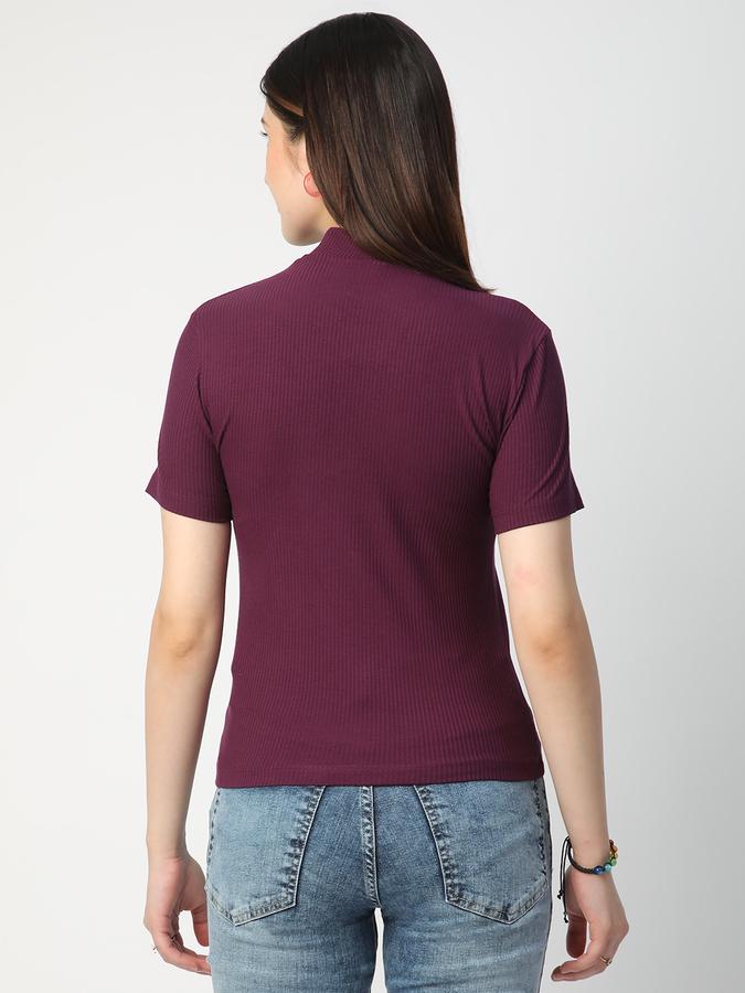 Solid Women High Neck T-Shirt image number 2