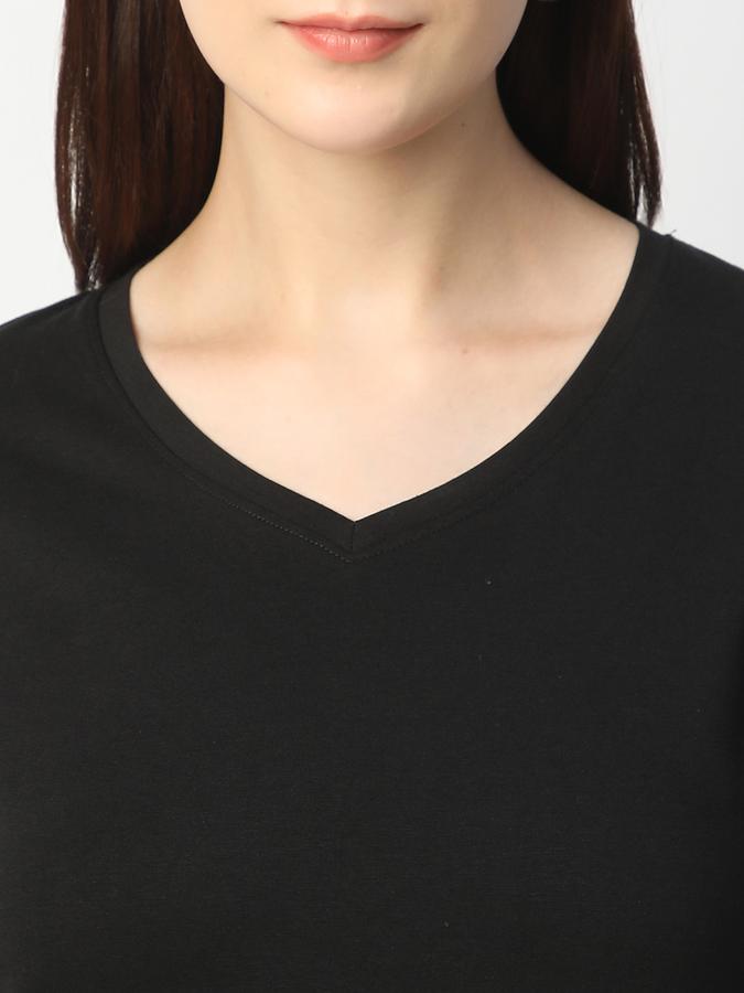 Solid Women V Neck T-Shirt image number 3