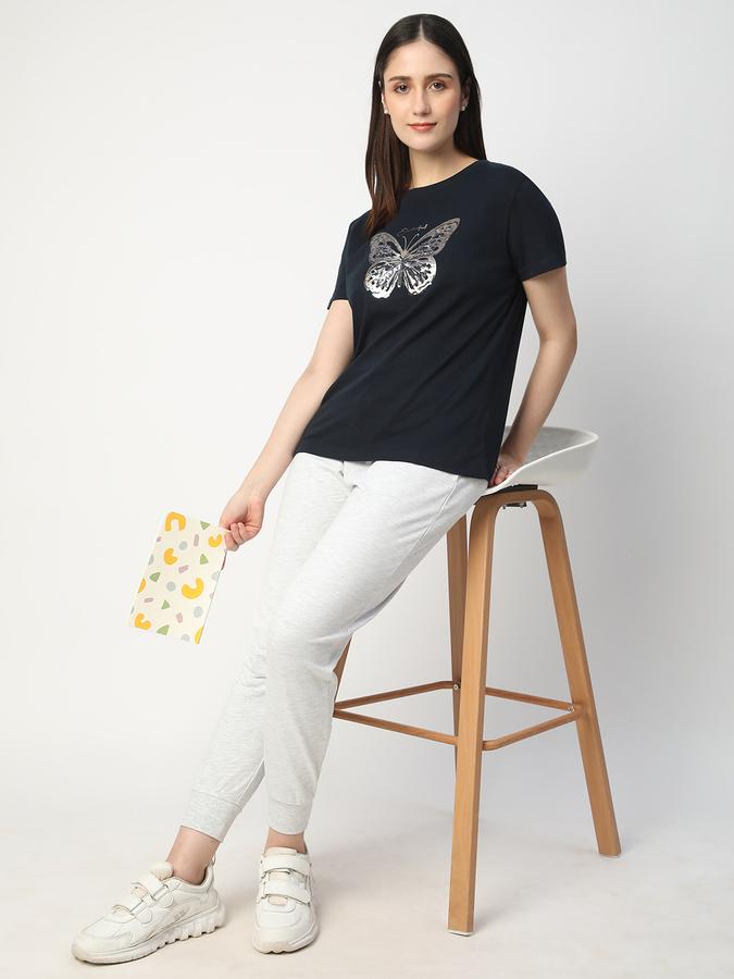 Self Design Women Round Neck T-Shirt image number 1