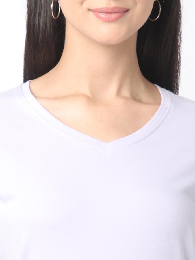 Solid Women V Neck T-Shirt  image number 3