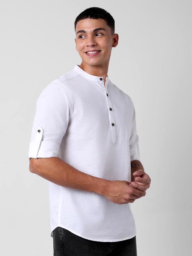 Men Regular Fit Shirt with Band-Collar image number 2