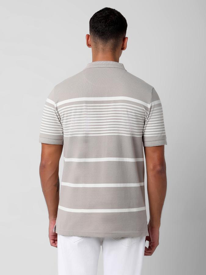 Men Striped Regular Fit Polo T-Shirt image number 3