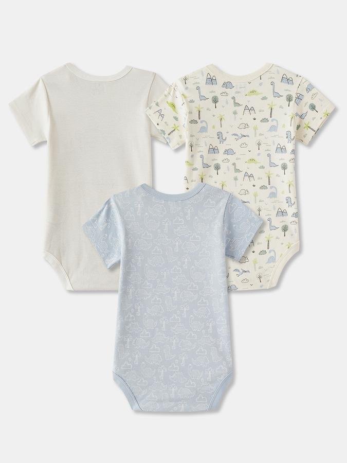 Romper For Baby Boys Printed Pure Cotton- Pack of 3 image number 1