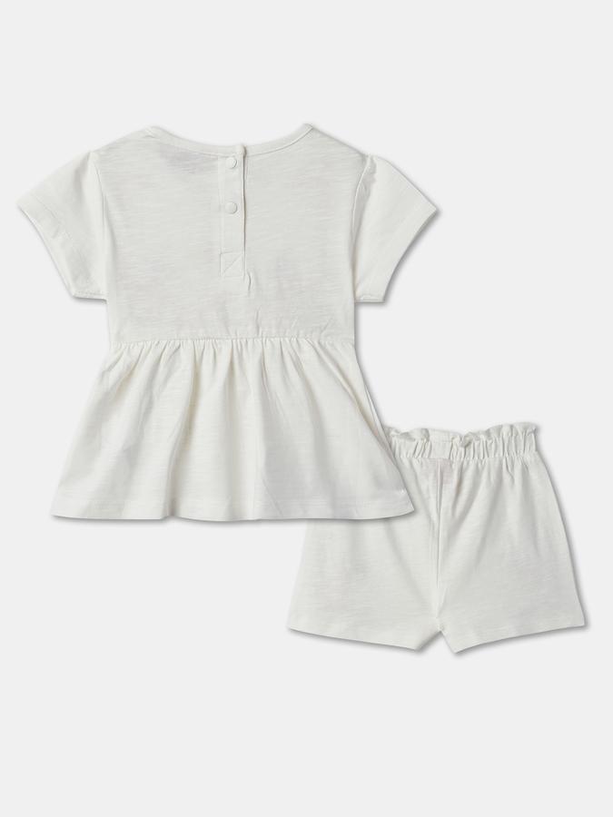 Girls Embroidered Round-Neck Top & Shorts Set image number 1