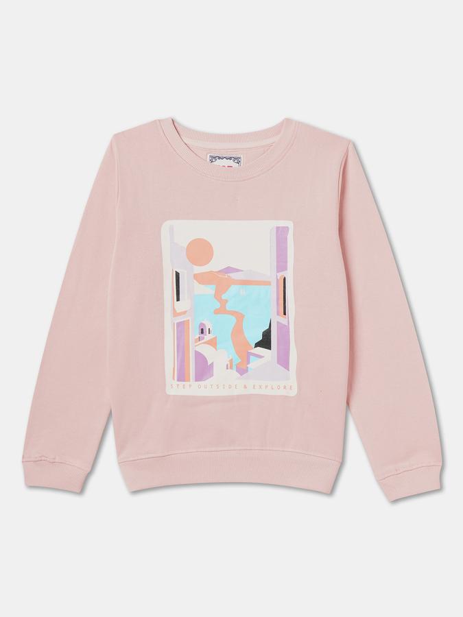 Full Sleeve Graphic Print Girls Sweatshirt 