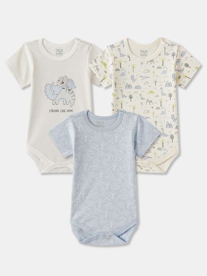 Romper For Baby Boys Printed Pure Cotton- Pack of 3 image number 0