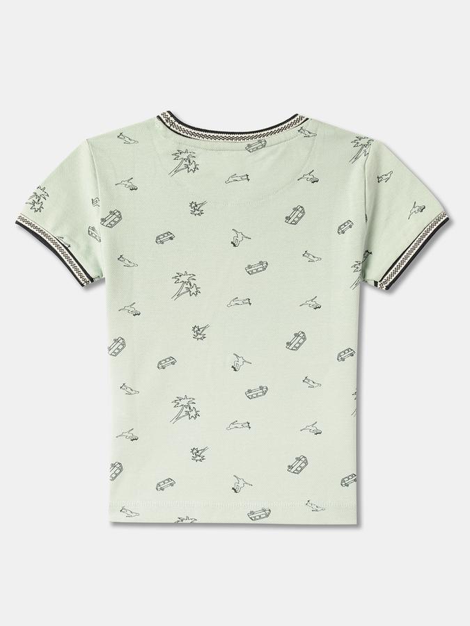 Boys Micro-Print Regular Fit Round-Neck T-Shirt image number 1