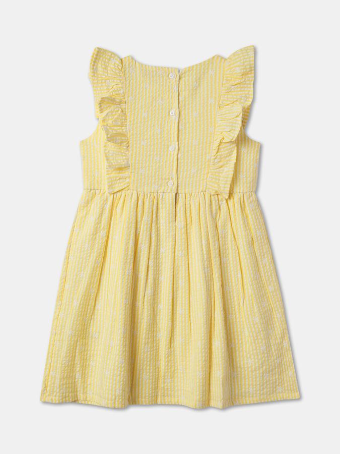 Striped A-Line Dress with Frilled Detail image number 1