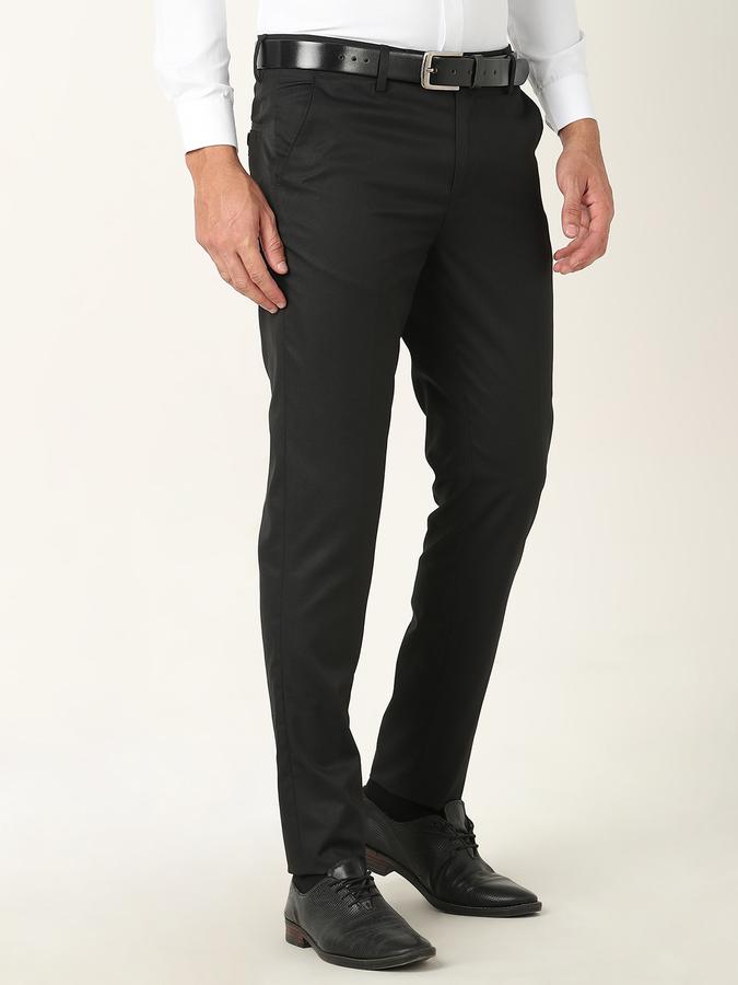 Men Slim Fit Flat-Front Trousers image number 2