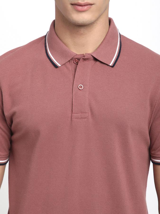 Solid Men Polo Neck T-Shirt image number 3