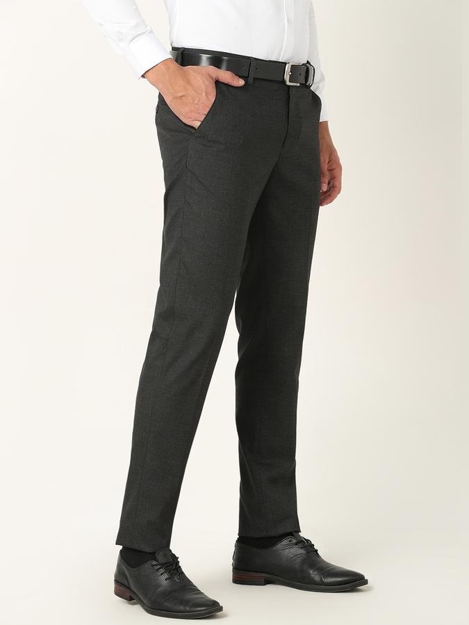 Men Slim Fit Flat-Front Trousers image number 2