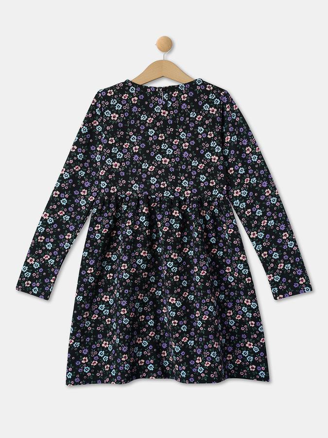 Girls Floral Print A-Line Dress image number 1