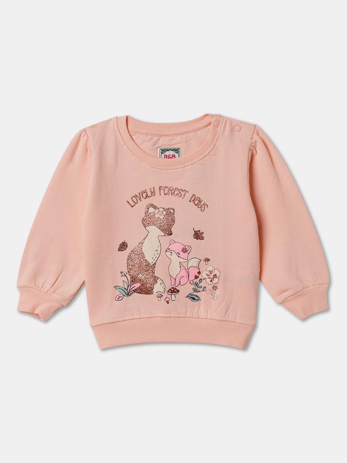 Full Sleeve Graphic Print Baby Girls Sweatshirt 