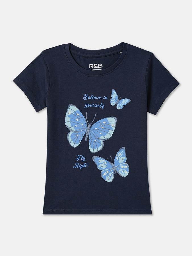 Girls Solid Pure Cotton Regular T Shirt 