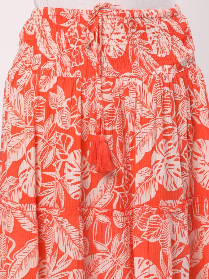 Women Leaf Print A-Line Skirt image number 3