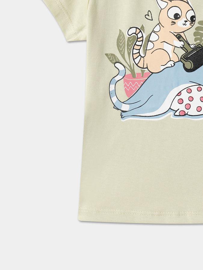 Baby Girls Graphic Print Pure Cotton Regular T Shirt image number 3