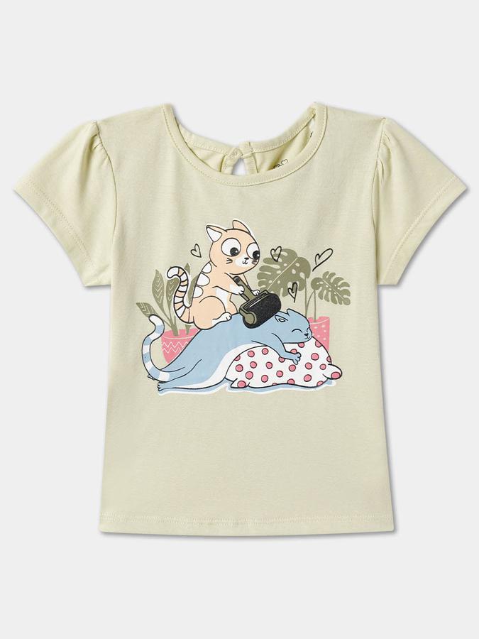 Baby Girls Graphic Print Pure Cotton Regular T Shirt