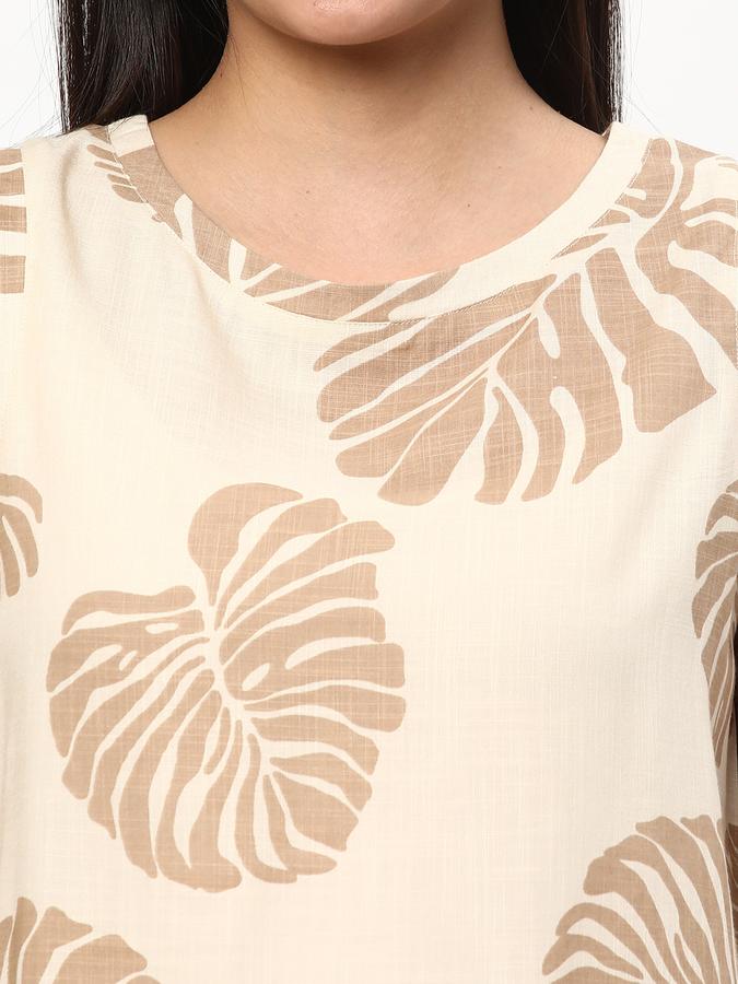 Women Leaf Print Round-Neck Tunic image number 3