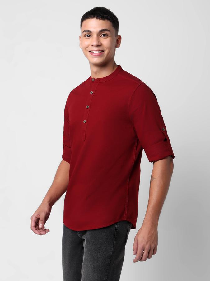 Men Regular Fit Shirt with Roll-Up Sleeves image number 1