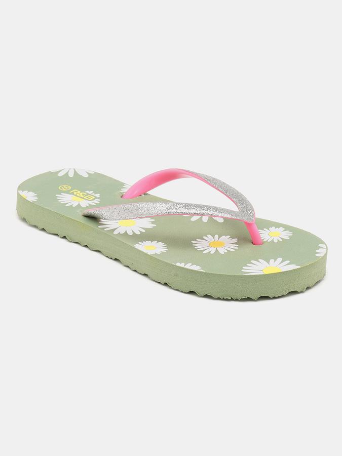 Women Floral Print Thong Flip-Flops image number 2