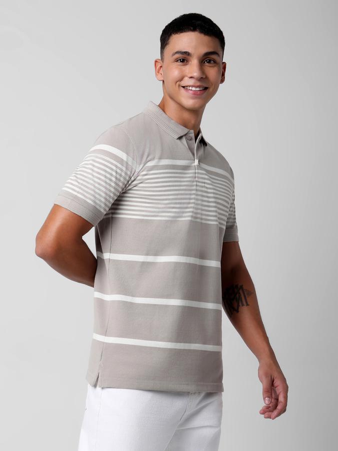 Men Striped Regular Fit Polo T-Shirt image number 2