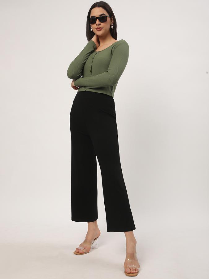 Women Relaxed Fit Flat-Front Pants image number 1