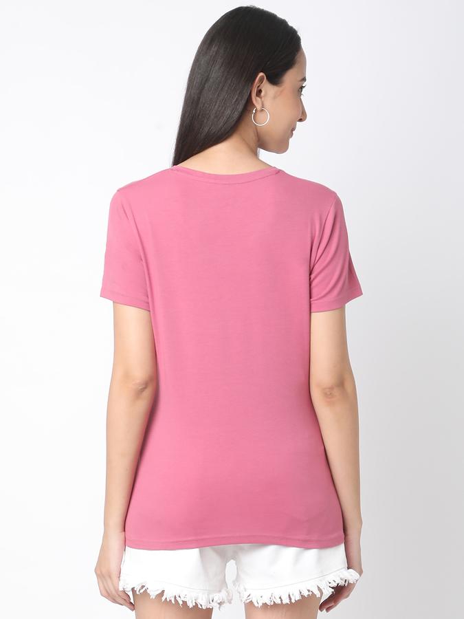 Solid Women V Neck T-Shirt  image number 2