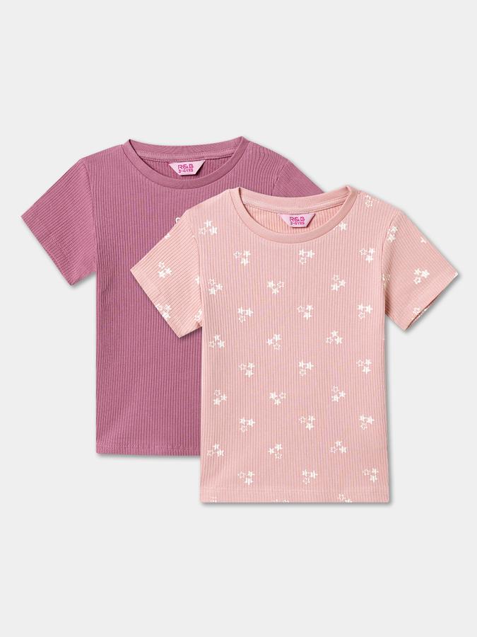 Girls Pure Cotton A-line Top Multicolor - Pack of 2