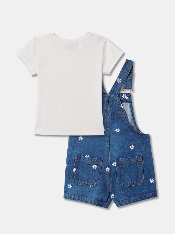 Girls Floral Print Regular Fit Dungarees image number 1