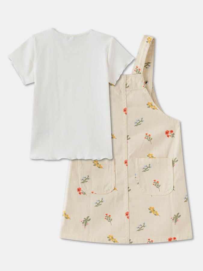 Dungaree For Girls Floral Print Pure Cotton  image number 1