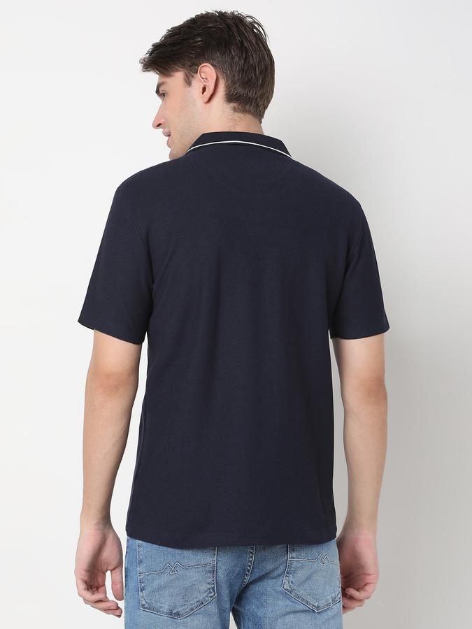 Men Regular Fit Polo T-Shirt with Ribbed Hem image number 3