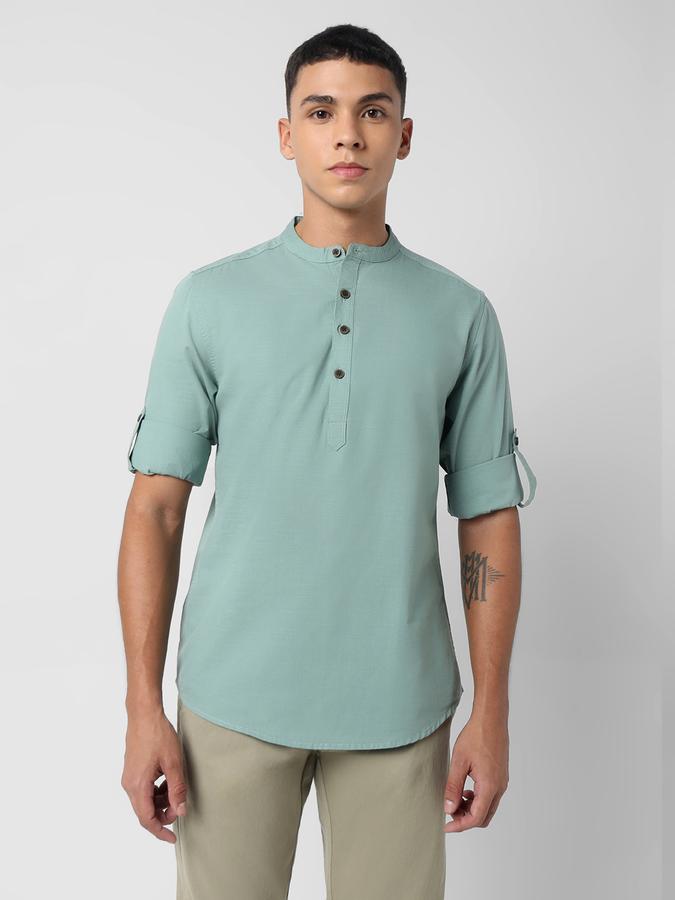 Mandarin Collar Shirt with Full Sleeves image number 0