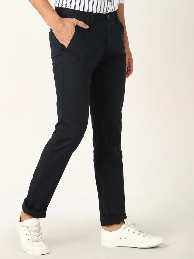 Men Slim Fit Flat-Front Trousers image number 2