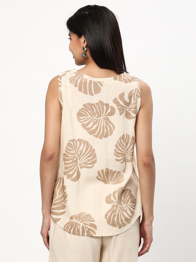 Women Leaf Print Round-Neck Tunic image number 2