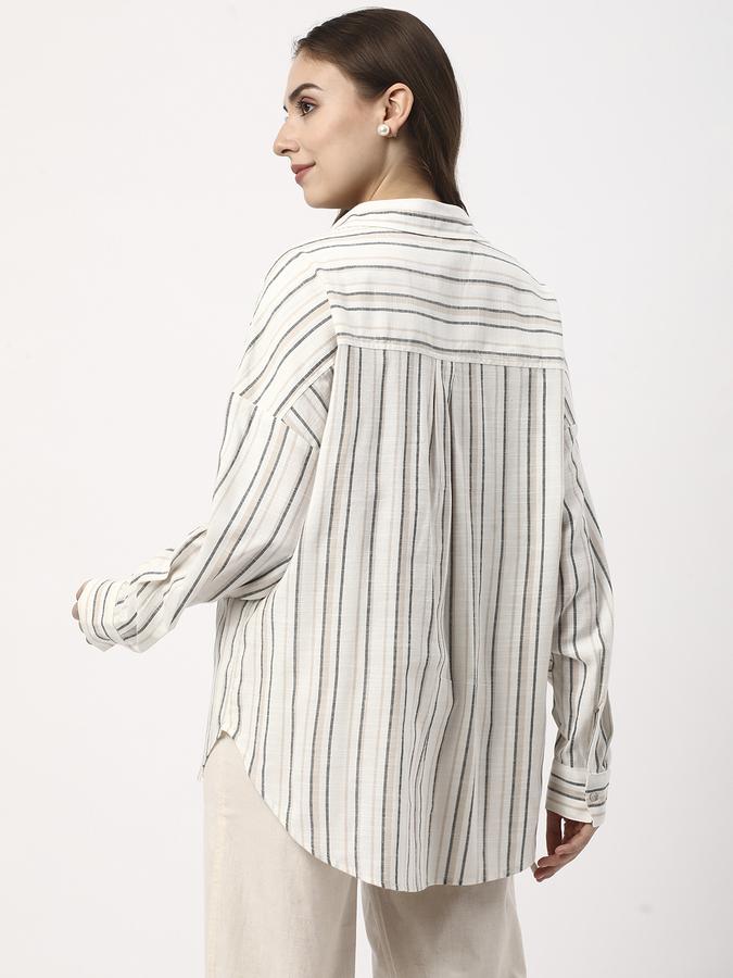 Women Stripes Shirt Collar Tops & Tunics image number 2