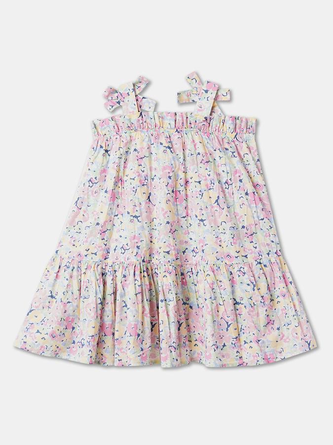 Girls Floral Print A-Line Dress image number 1