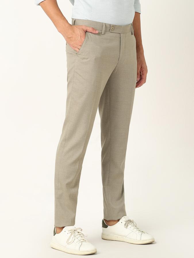 Men Slim Fit Flat-Front Trousers image number 2