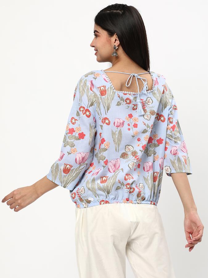 Women Floral Print Square-Neck Top image number 2