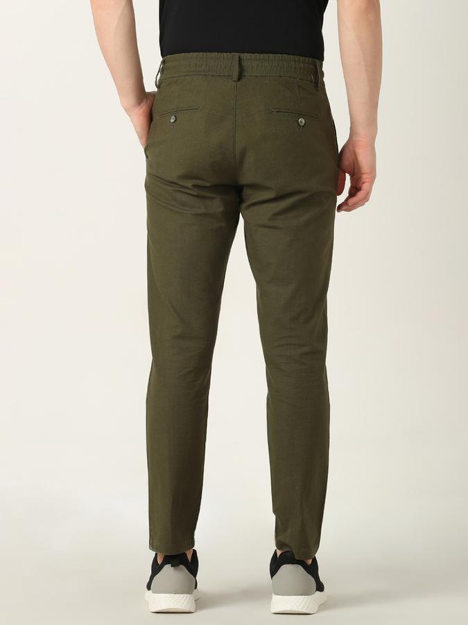 Men Slim Fit Flat-Front Trousers image number 3